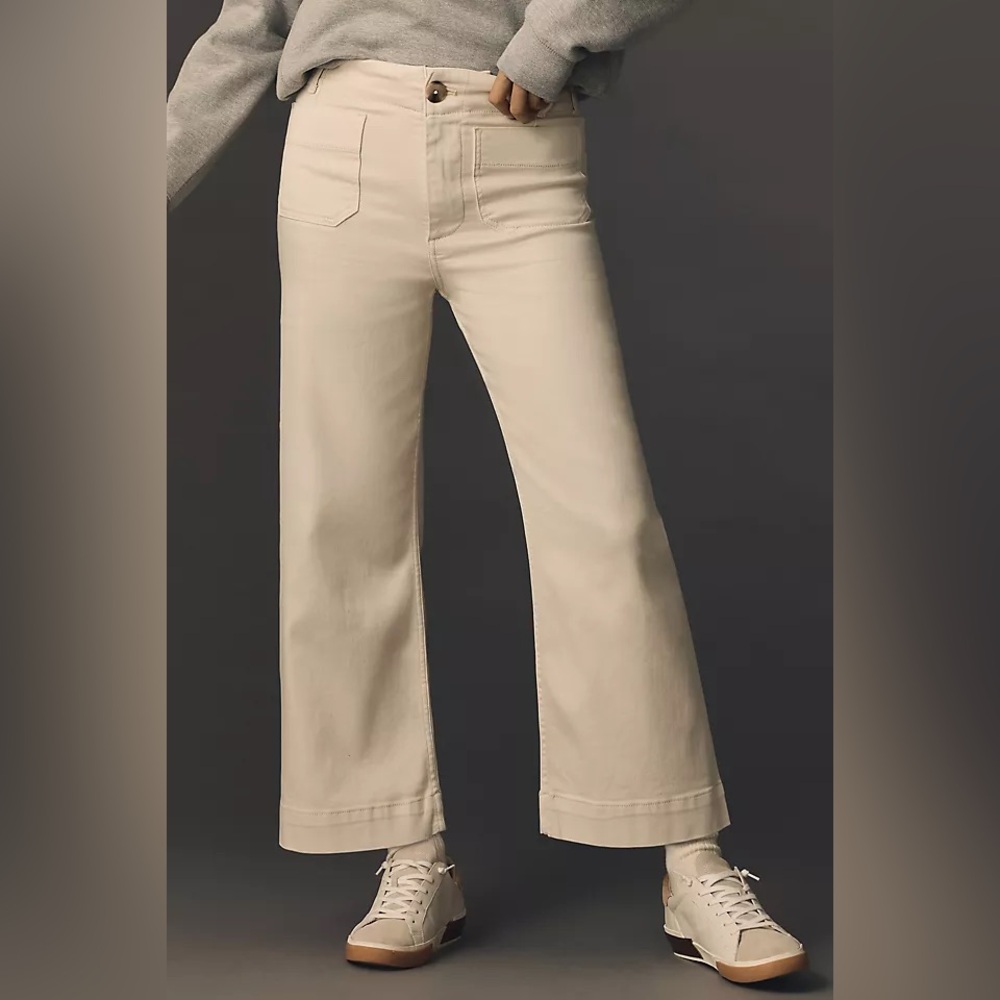NWT! Anthropologie Maeve Colette High-Rise Wide-Leg Cropped Jeans - Size 32 🎆